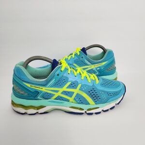 Asics Gel Kayano 22 Blue/Yellow Mesh Athletic Running Comfort Sneakers F351215